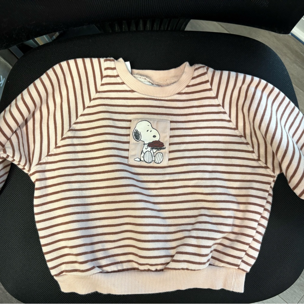Zara Brown and White Striped Sweater Peanuts
